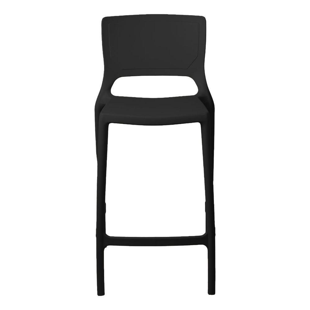 Banqueta Alta Cozinha Preta Empilhável Urano Em Polipropileno Acrilys - 3