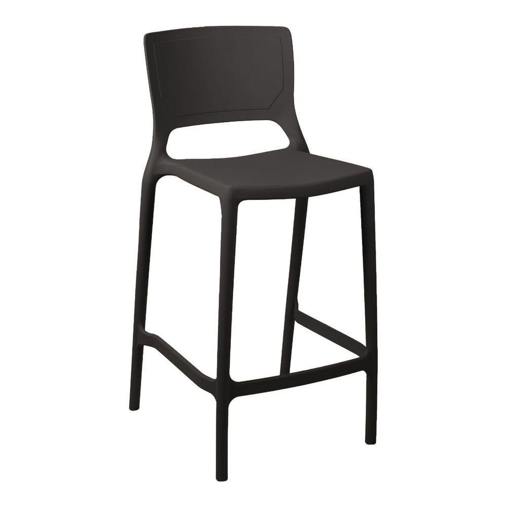 Banqueta Alta Cozinha Grafite Empilhável Urano Em Polipropileno Acrilys - 1