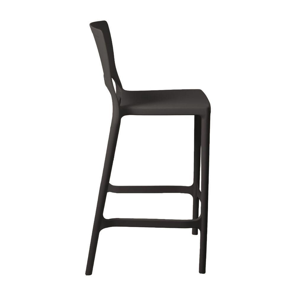 Banqueta Alta Cozinha Grafite Empilhável Urano Em Polipropileno Acrilys - 2