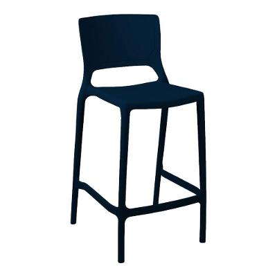 Banqueta Alta Cozinha Azul Marinho Empilhável Urano Em Polipropileno Acrilys