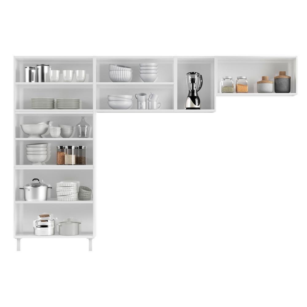 Armário De Cozinha Compacta De Aço Telasul Star C/ Vidro 3 Peças Branco - 4