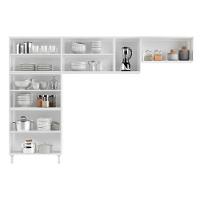 Armário De Cozinha Compacta De Aço Telasul Star C/ Vidro 3 Peças Branco