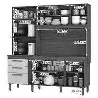 Armario De Cozinha New Jully 184 Cm Com 8 Portas E 2 Gavetas Freijo-moka - 3