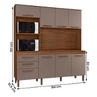 Armario De Cozinha New Jully 184 Cm Com 8 Portas E 2 Gavetas Freijo-moka - 4
