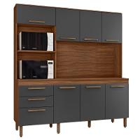 Armario De Cozinha New Jully 184 Cm Com 8 Portas E 2 Gavetas Freijo-chumbo - 1