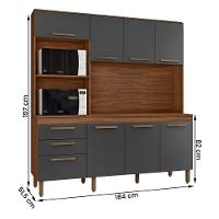 Armario De Cozinha New Jully 184 Cm Com 8 Portas E 2 Gavetas Freijo-chumbo - 4