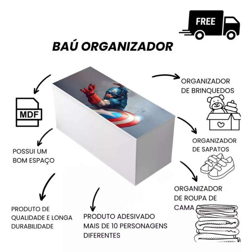 Baú Adesivado Infantil Personagens Capitão América - 5