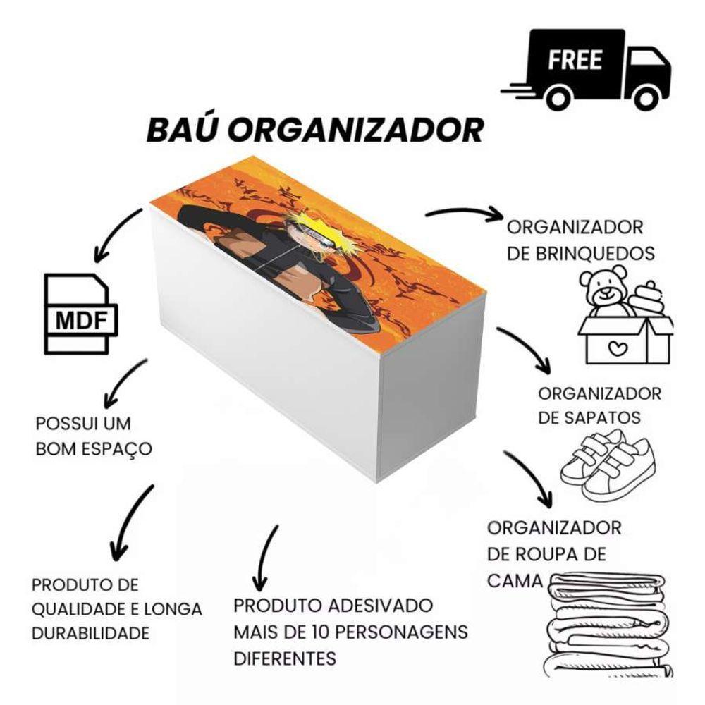 Baú Adesivado Infantil Personagens Naruto - 3