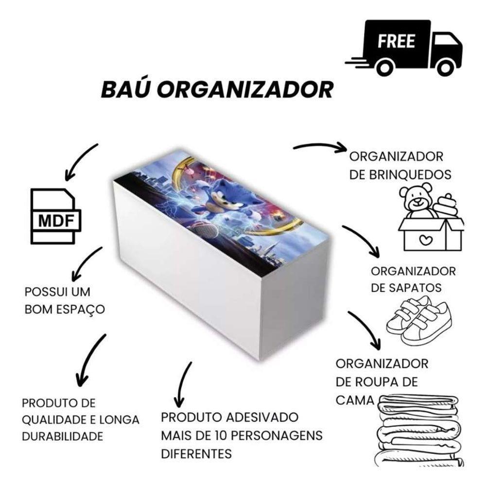 Baú Adesivado Infantil Personagens Sonic - 5