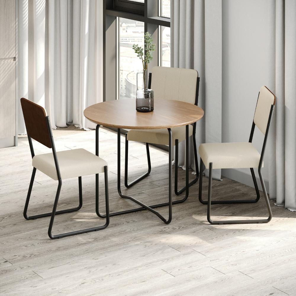 Conjunto 4 Cadeiras De Jantar Next Cinza Clr Crr-cr Caramelo Est.preta - 2