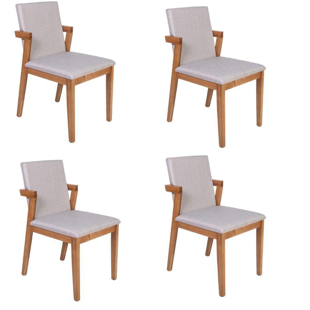 Conjunto 4 Cadeiras Estofadas Luna Cinza Claro - 1