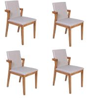 Conjunto 4 Cadeiras Estofadas Luna Cinza Claro - 1