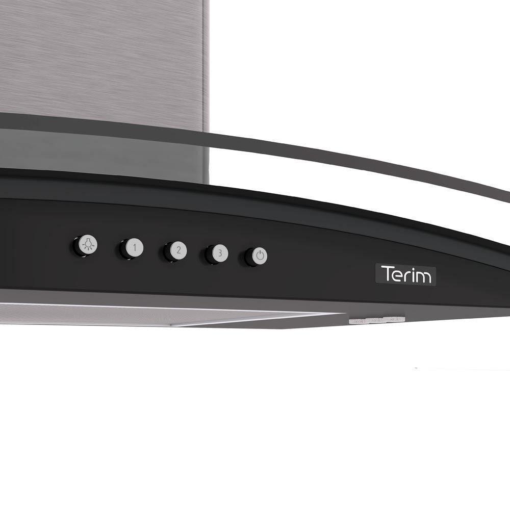 Coifa Terim de Parede Clean Vidro Curvo Black Kroma 80cm Preto Com Kromanox 220V - 6