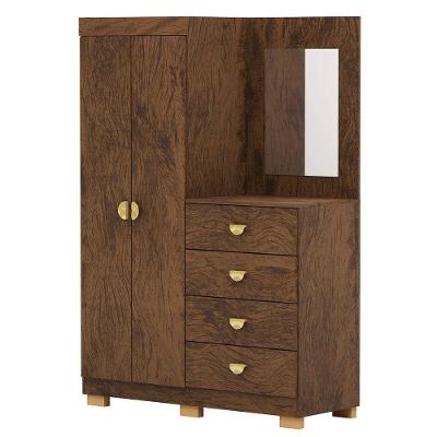 Cômoda Guarda-roupa Com 4 Gavetas E 5 Prateleiras Com Espelho Cristine Imbuia
