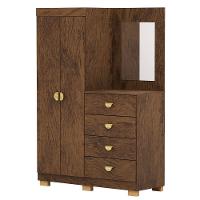 Cômoda Guarda-roupa Com 4 Gavetas E 5 Prateleiras Com Espelho Cristine Imbuia - 1