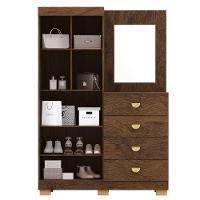 Cômoda Guarda-roupa Com 4 Gavetas E 5 Prateleiras Com Espelho Cristine Imbuia - 2