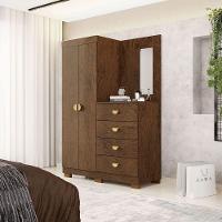 Cômoda Guarda-roupa Com 4 Gavetas E 5 Prateleiras Com Espelho Cristine Imbuia - 8