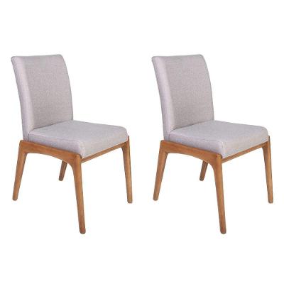 Conjunto 2 Cadeiras De Jantar Estofadas Sara Cinza Claro