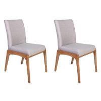 Conjunto 2 Cadeiras De Jantar Estofadas Sara Cinza Claro - 1