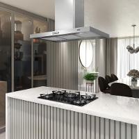 Coifa Ilha 90cm Retangular Terim Inox 110V