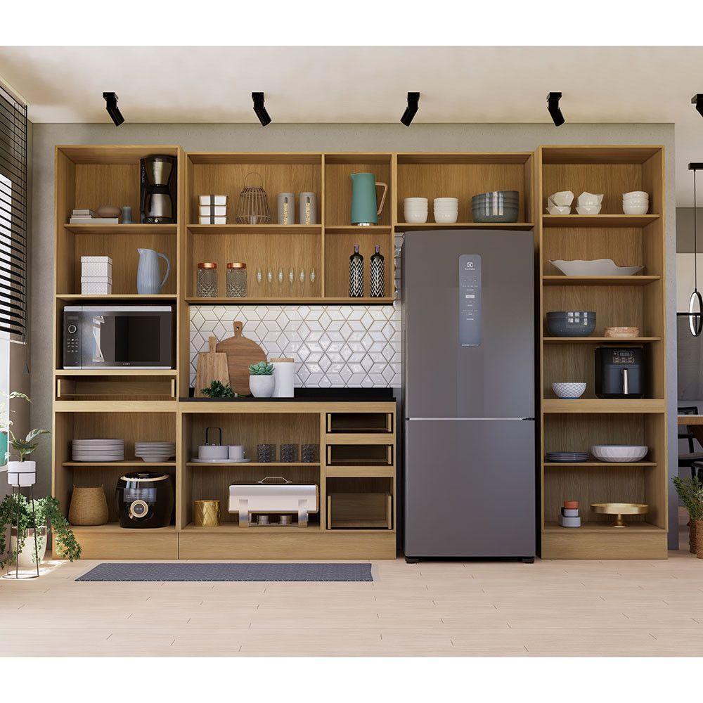 Cozinha Completa 5 Peças Com Espaço Para Micro-ondas E Tampo Freijó-freijó Brasil-cinza Puro - 3