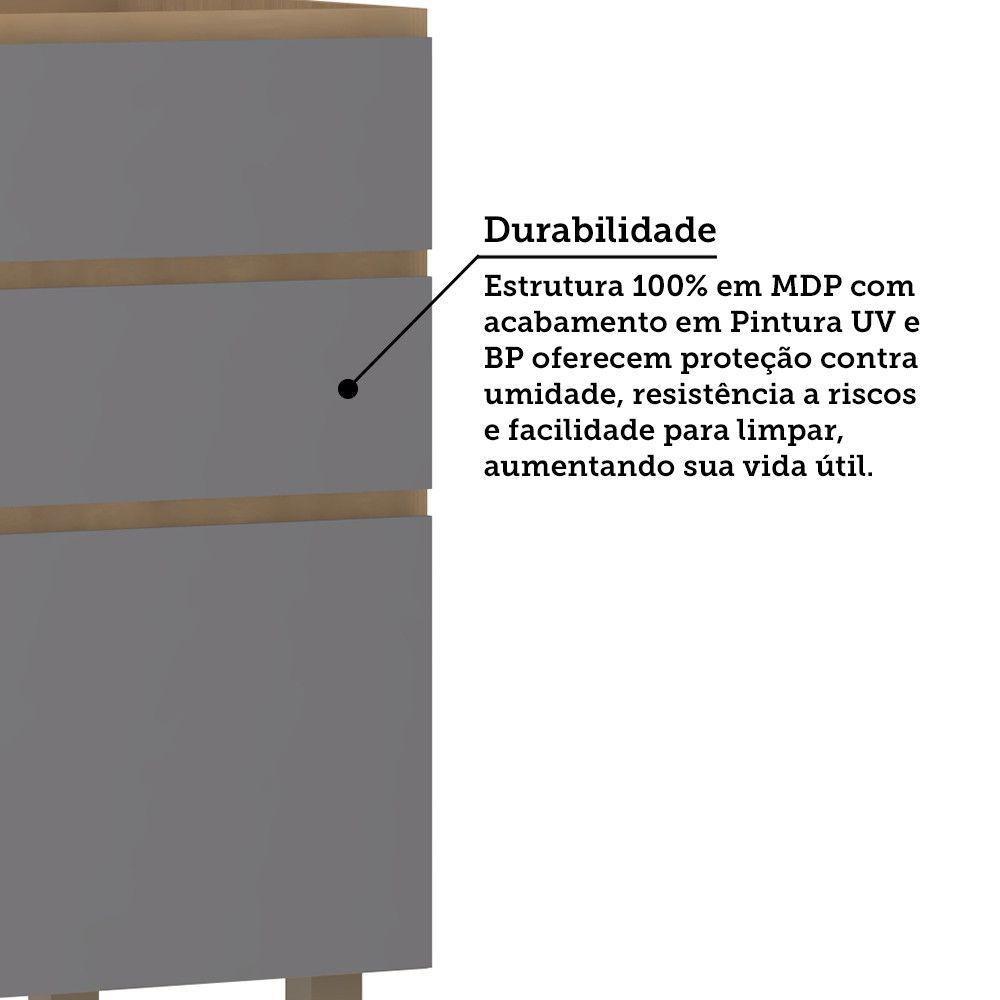 Cozinha Completa 5 Peças Com Espaço Para Micro-ondas E Tampo Freijó-freijó Brasil-cinza Puro - 6