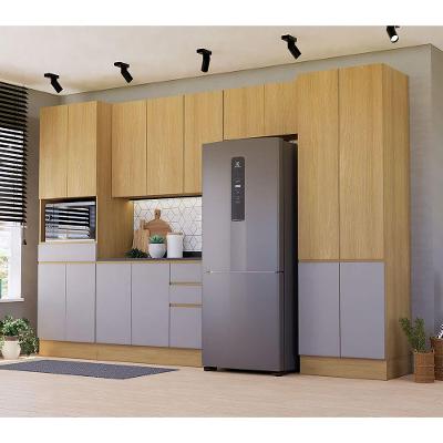 Cozinha Completa 5 Peças Com Espaço Para Micro-ondas E Tampo Freijó-freijó Brasil-cinza Puro