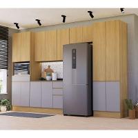 Cozinha Completa 5 Peças Com Espaço Para Micro-ondas E Tampo Freijó-freijó Brasil-cinza Puro - 1