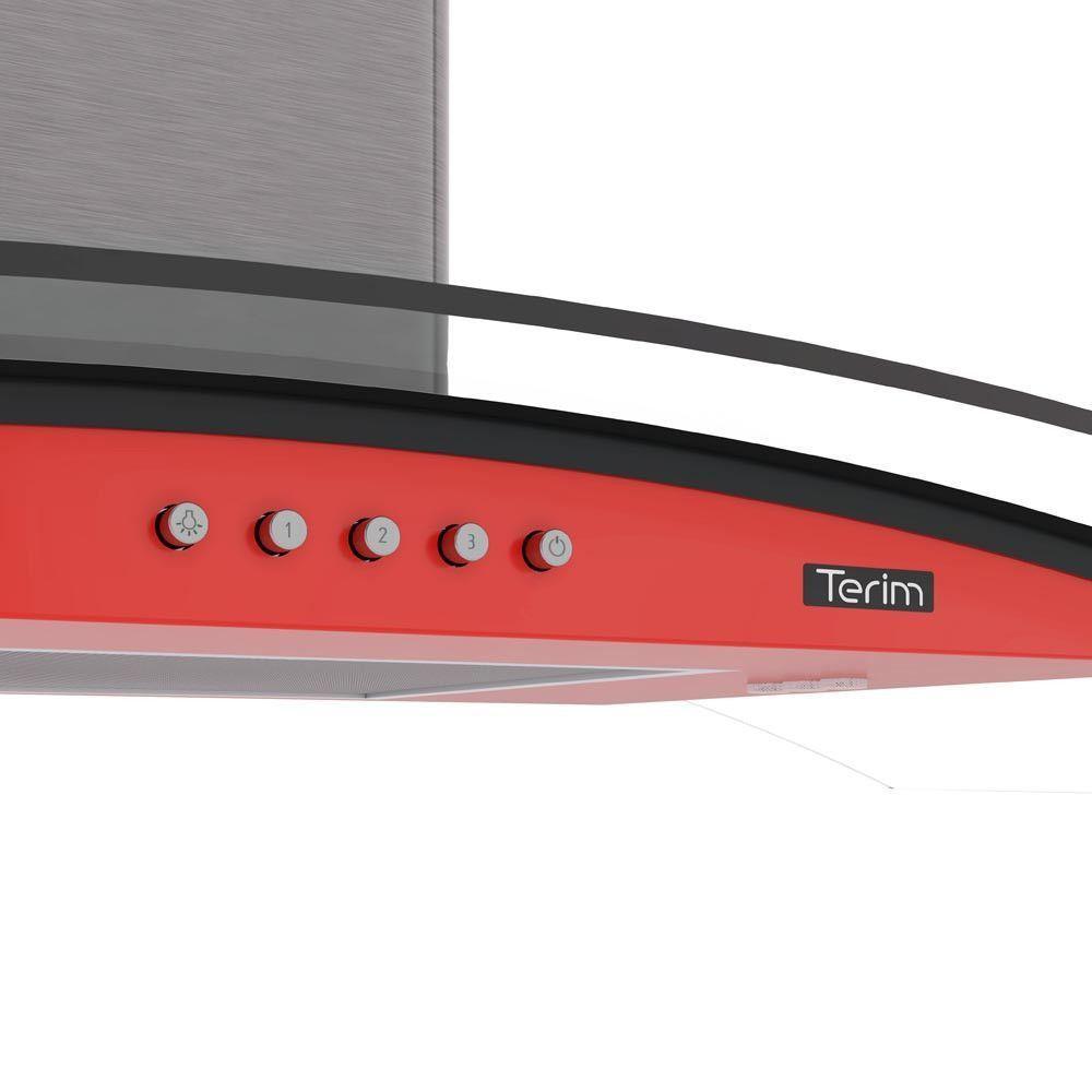 Coifa Terim de Parede Clean Vidro Curvo Vermelha Kroma 60cm Vermelho Kroma 220V - 6