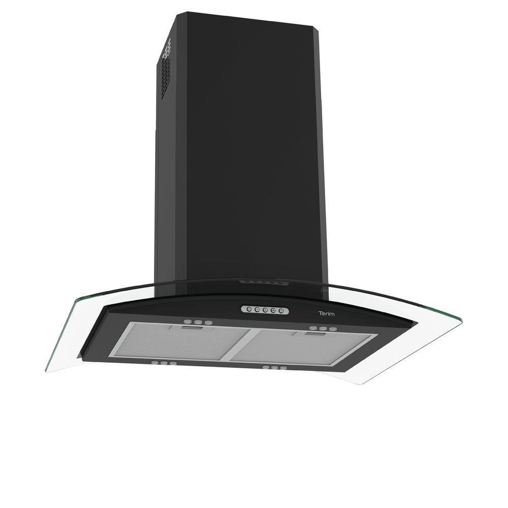 Coifa Terim Ilha Teto Vidro Curvo Black 75 cm Preto 110V - 1