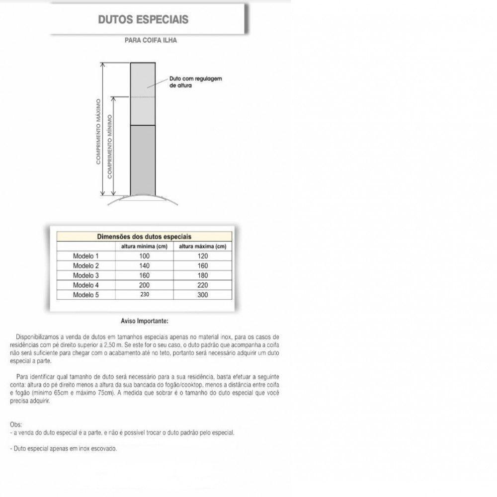 Coifa Terim Ilha Teto Vidro Curvo Black 75 cm Preto 110V - 8