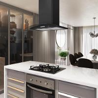 Coifa Terim Ilha Teto Vidro Curvo Black 75 cm Preto 110V - 6