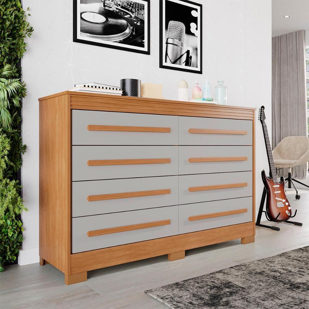 Comoda California Quarto Com 8 Gavetas E Pés Em Plástico Cinamomo-off White - 2