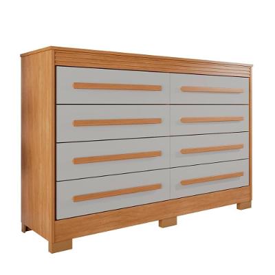 Comoda California Quarto Com 8 Gavetas E Pés Em Plástico Cinamomo-off White