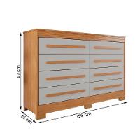 Comoda California Quarto Com 8 Gavetas E Pés Em Plástico Cinamomo-off White - 3