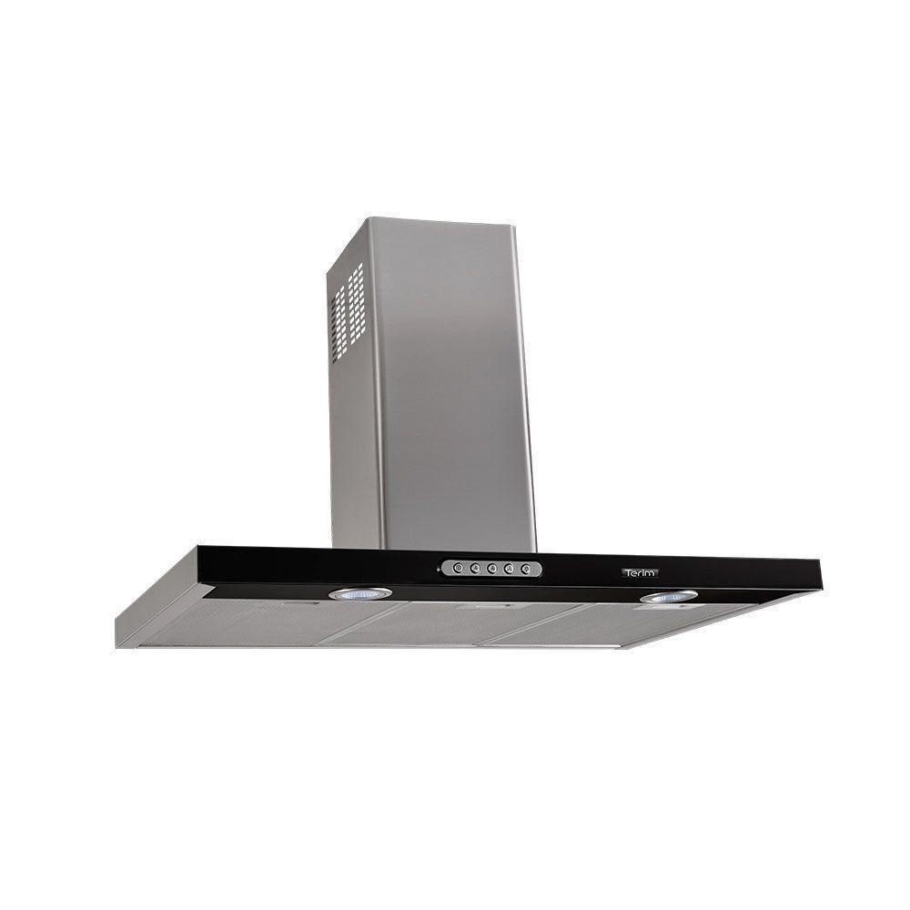 Coifa de Parede Retangular 75cm Slim Terim Preto Com Inox 110V - 1