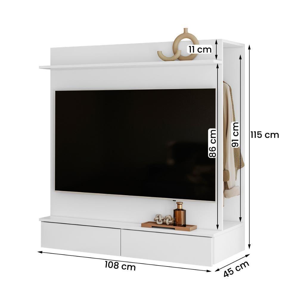 Closet Com Painel Wave 108cm 2 Gavetas E Cabideiro Branco - 4