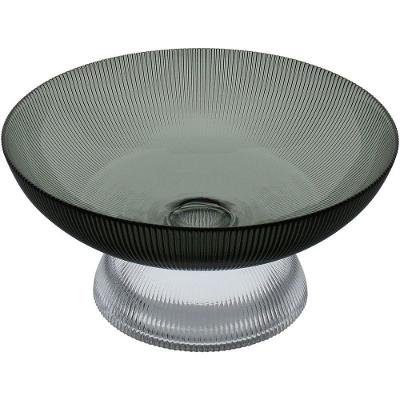 Centro De Mesa Fruteira Home&co Com Pé Vidro 12x25x25cm Fumê