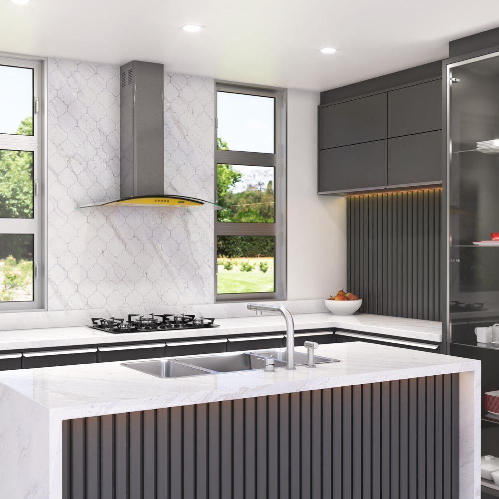 Coifa Terim de Parede Clean Vidro Curvo Amarela Kroma 75cm Amarelo 220V - 7