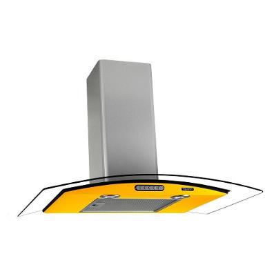 Coifa de Parede Terim Vidro Curvo 75cm Duto Slim Amar C Inox com Led Amarelo 220V