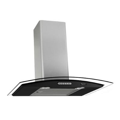 Coifa de Parede 60cm Vidro Curvo Terim Preto Com Inox 220V