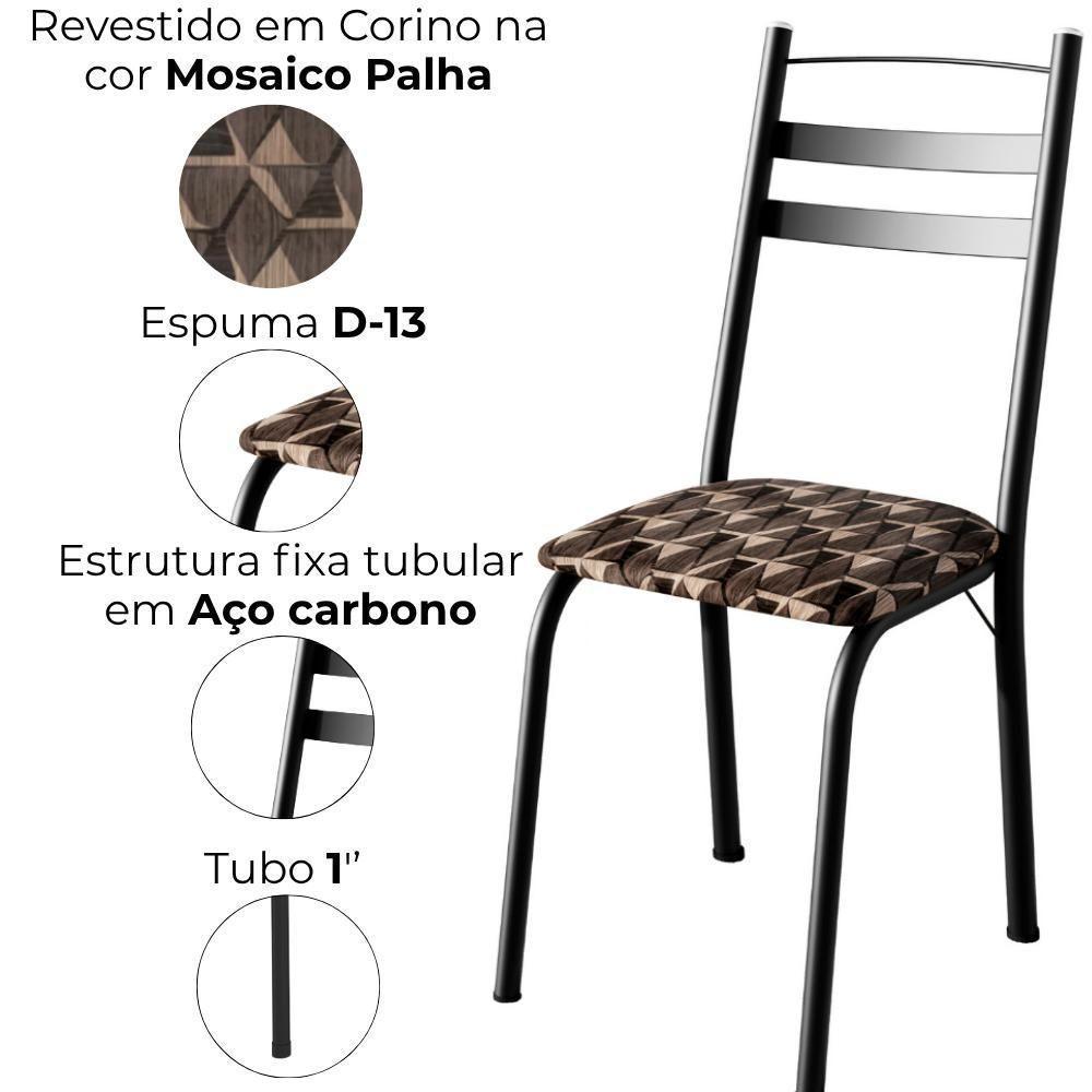 Cadeira Tubular America 061 Preto Assento Mosaico Palha Artef Mosaico Palha - 5