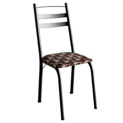 Cadeira Tubular America 061 Preto Assento Mosaico Palha Artef Mosaico Palha