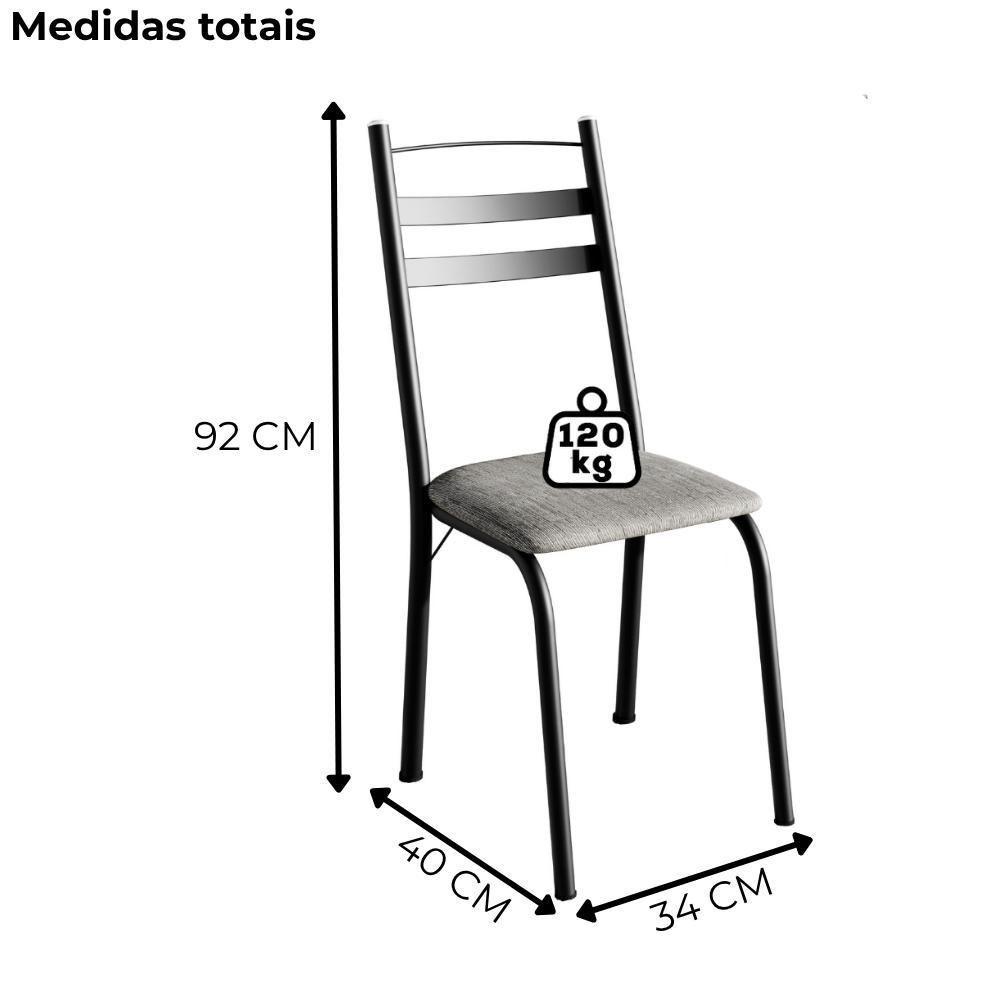 Cadeira Tubular America 061 Preto Assento Grafiato Artef Grafiato - 3