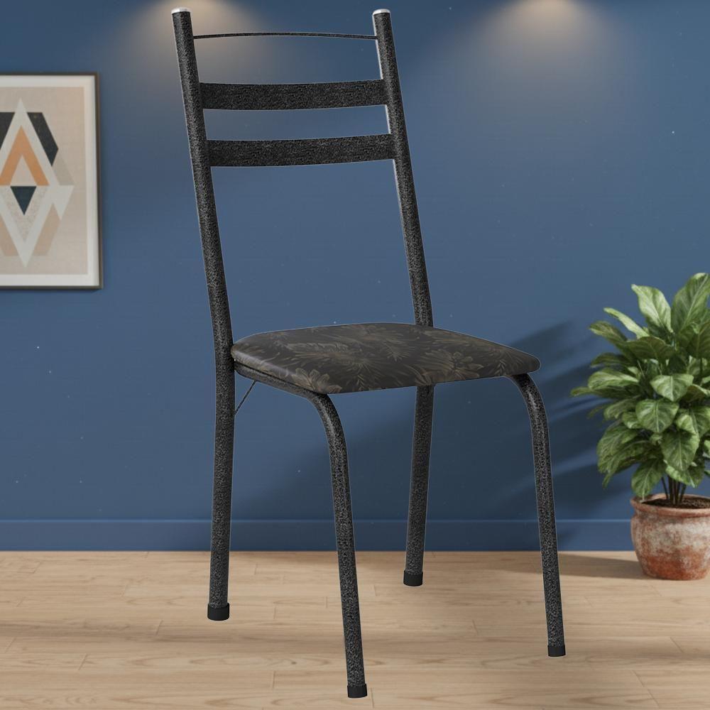 Cadeira Tubular America 061 Cromo Preto Assento Floral Dourado Artef Floral Dourado - 2