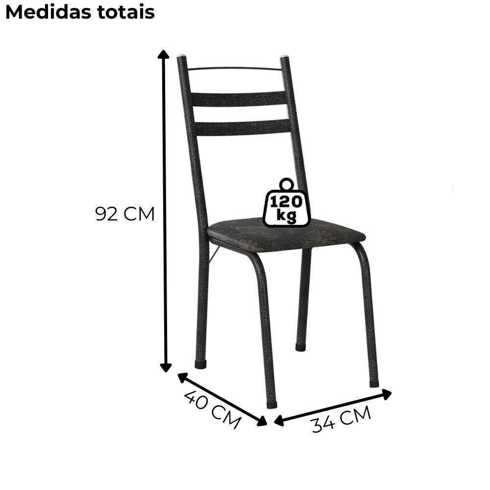 Cadeira Tubular America 061 Cromo Preto Assento Floral Dourado Artef Floral Dourado - 3