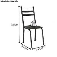 Cadeira Tubular America 061 Cromo Preto Assento Floral Dourado Artef Floral Dourado - 3