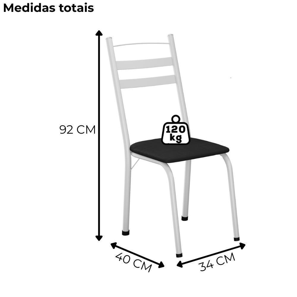 Cadeira Tubular America 061 Branco Assento Preto Artef Preto - 3