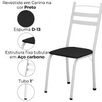 Cadeira Tubular America 061 Branco Assento Preto Artef Preto - 5
