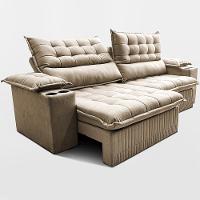 Sofá Retrátil E Reclinável 2,60m Molas Ensacadas Dream. Velusoft Cama Inbox Bege - 6